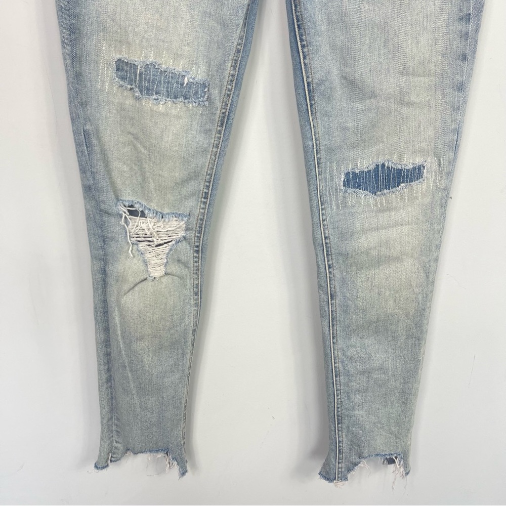 Rag & Bone Ankle Skinny Jeans in Lynn Holes 28 Chewed Hem Patchwork Light Wash - Picture 8 of 16